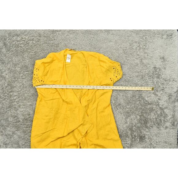 NEW LOFT Yellow Linen Cardigan 20W Plus NWT Long Laced - Picture 6 of 8